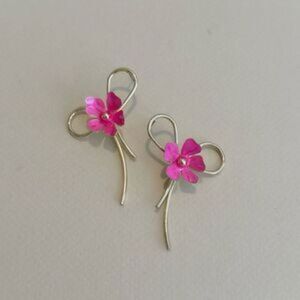 Pink Flower Earrings #1654